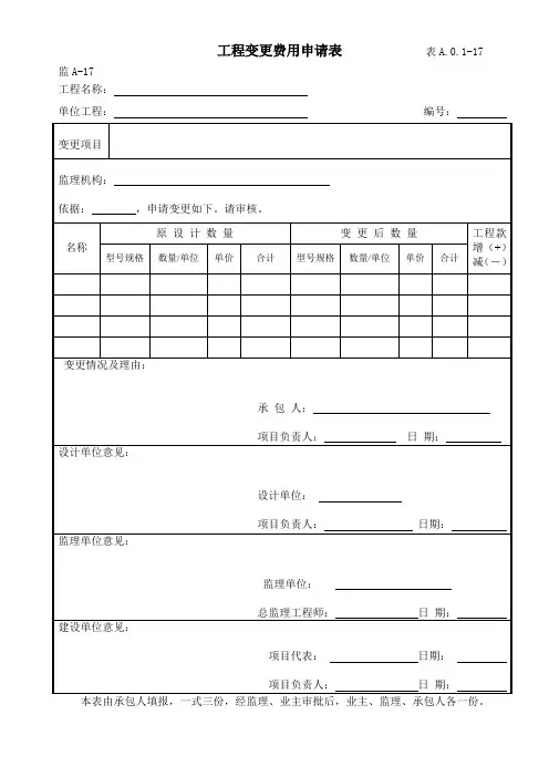 17工程变更申请表