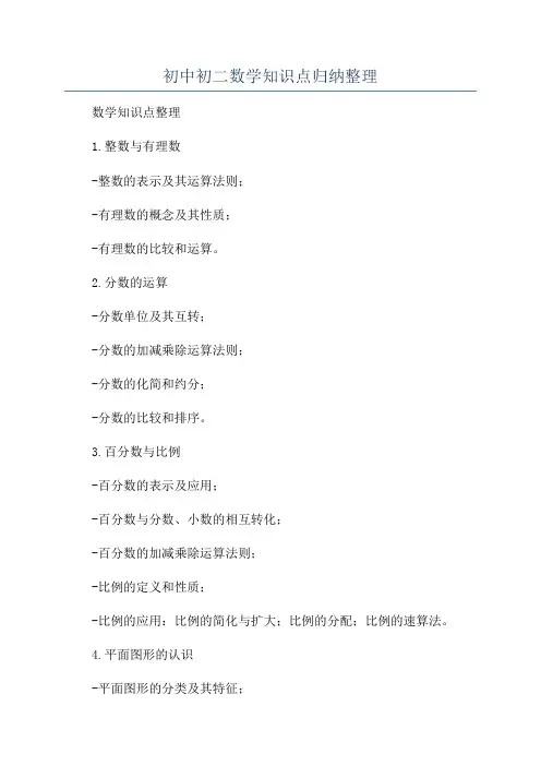 初中初二数学知识点归纳整理