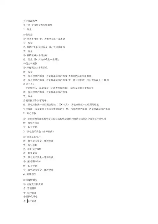 (完整版)会计科目分录大全