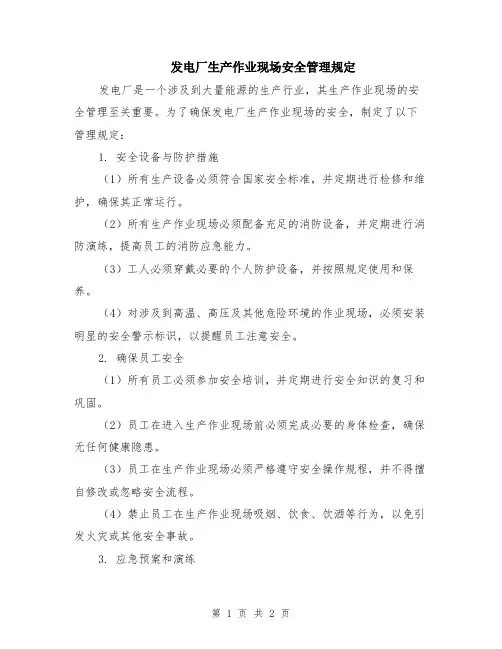 发电厂生产作业现场安全管理规定