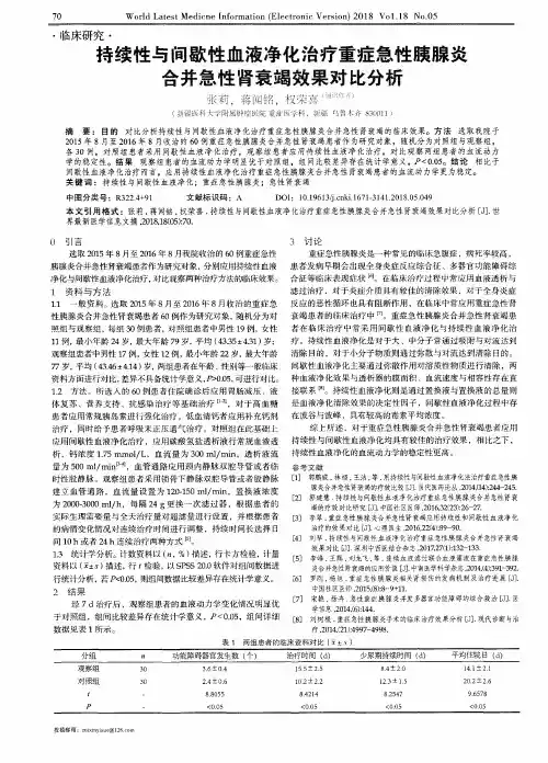 持续性与间歇性血液净化治疗重症急性胰腺炎合并急性肾衰竭效果对比分析