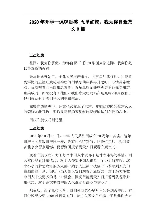 五星红旗,我为你自豪范文3篇