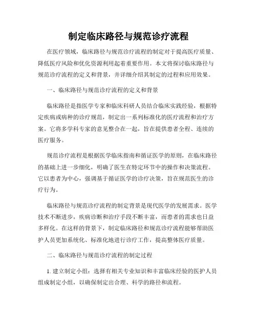 制定临床路径与规范诊疗流程