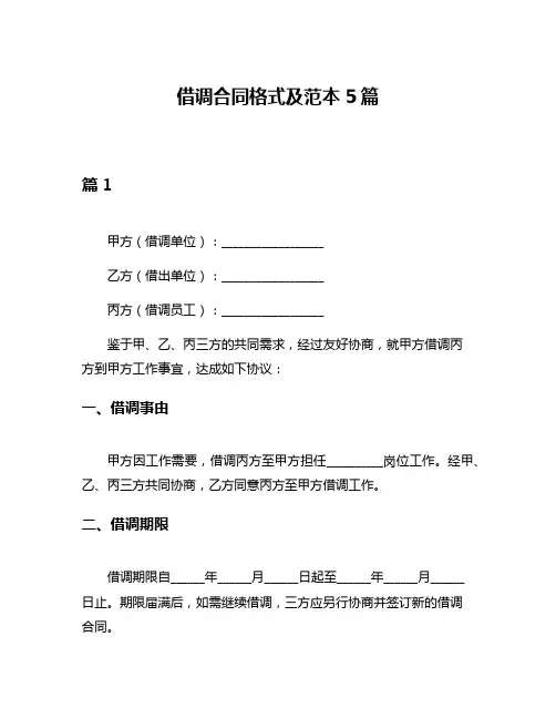 借调合同格式及范本5篇