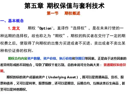 第五章期权保值与套利技术精品PPT课件