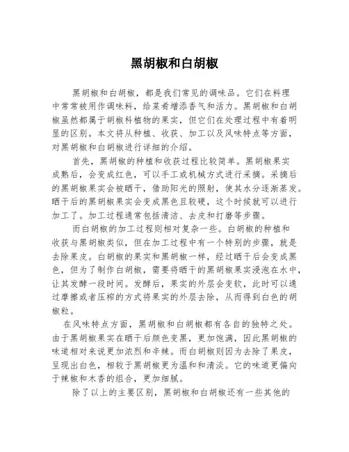 黑胡椒和白胡椒
