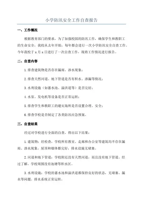 小学防汛安全工作自查报告