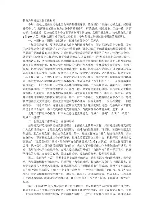 电力部门工作者党建工作小结