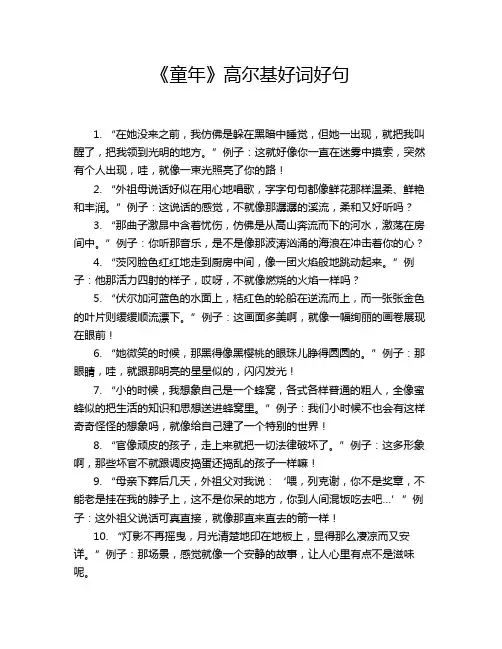 《童年》高尔基好词好句