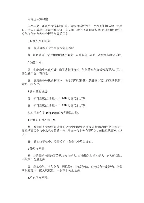 如何区分雾和霾
