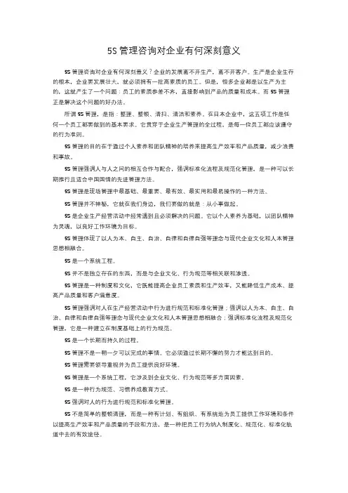 5S管理咨询对企业有何深刻意义