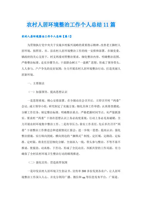 农村人居环境整治工作个人总结11篇