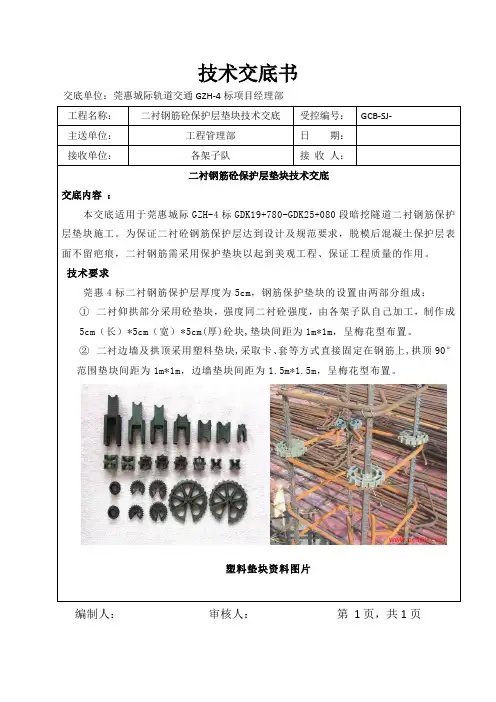 二衬钢筋砼保护层垫块技术交底2012.3.20