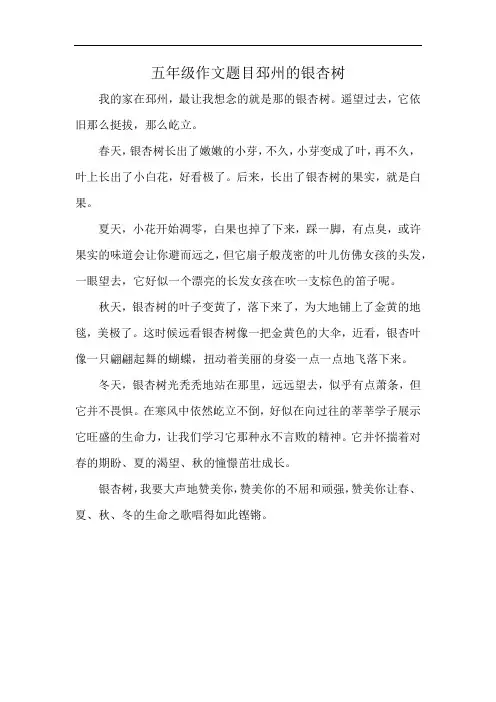 五年级作文题目邳州的银杏树