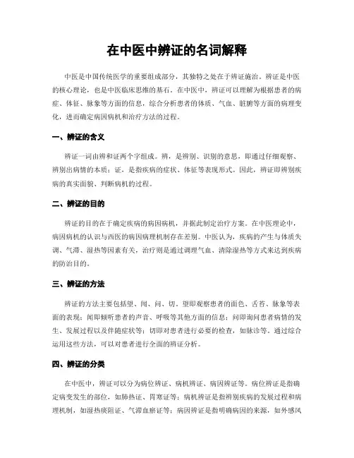 在中医中辨证的名词解释