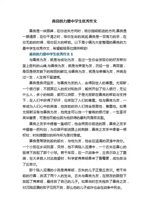 善良的力量中学生优秀作文