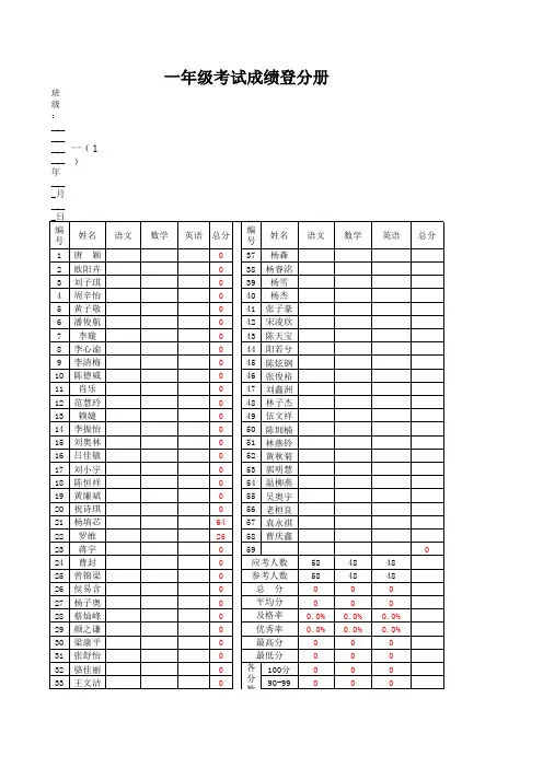 一年级月考登分册