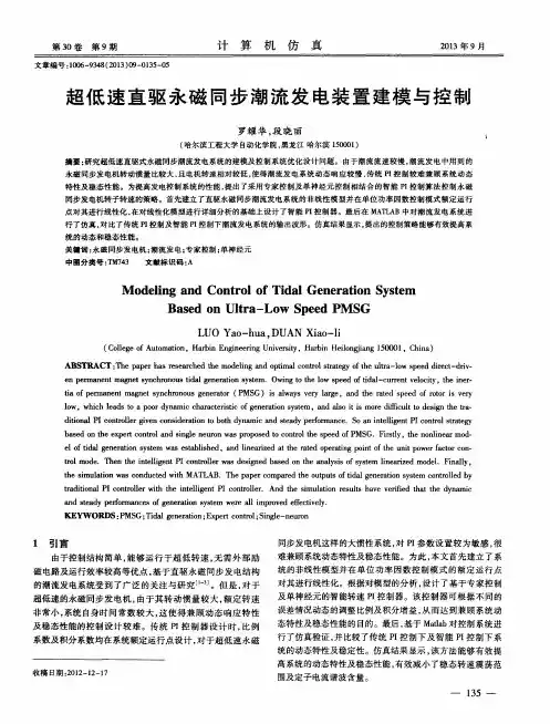 超低速直驱永磁同步潮流发电装置建模与控制