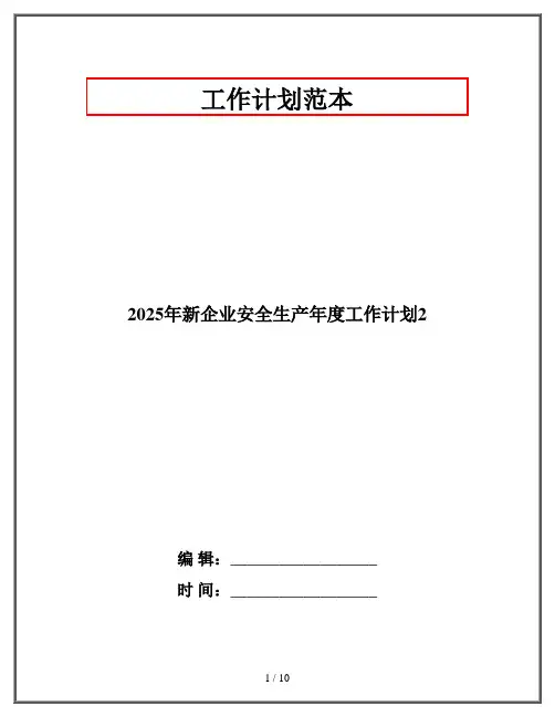 2025年新企业安全生产年度工作计划2