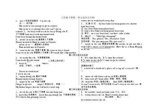 冀教版七年级下英语知识点总结