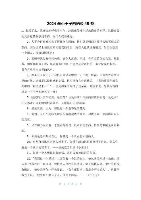 2024年小王子的语录45条
