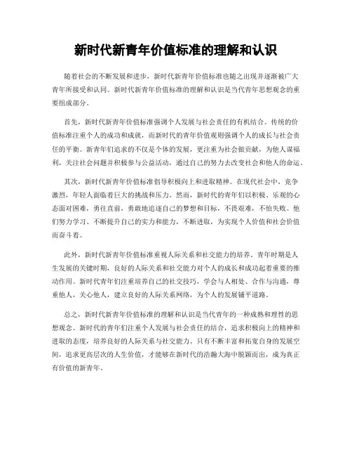 新时代新青年价值标准的理解和认识