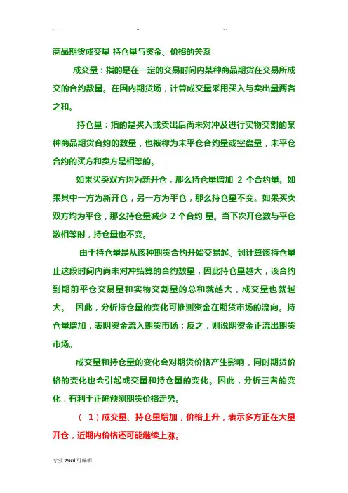 成交量与持仓量和价格的关系