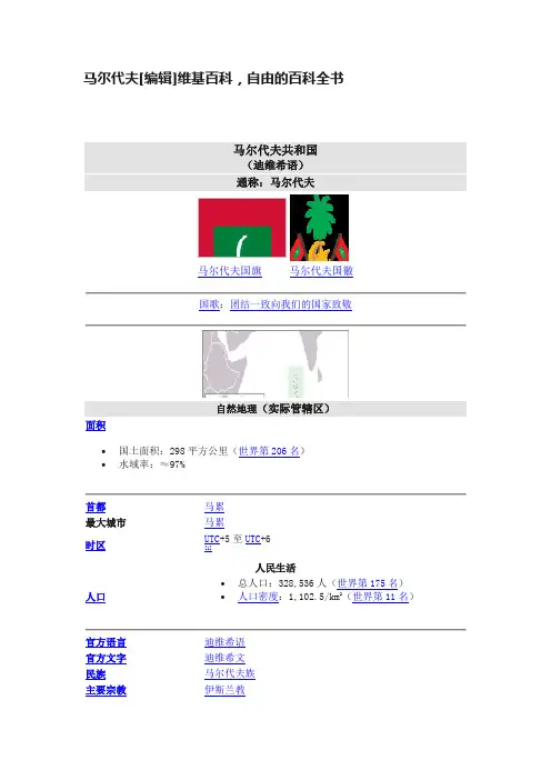 马尔代夫[编辑]维基百科，自由的百科全书