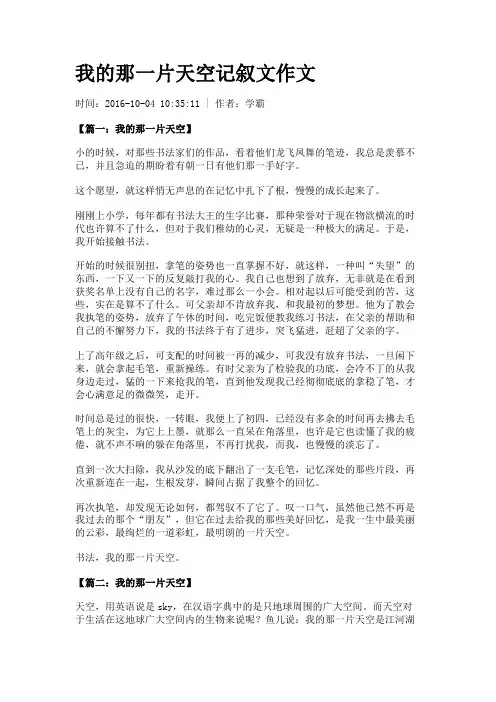 我的那一片天空记叙文作文