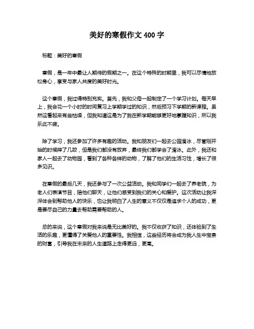 美好的寒假作文400字