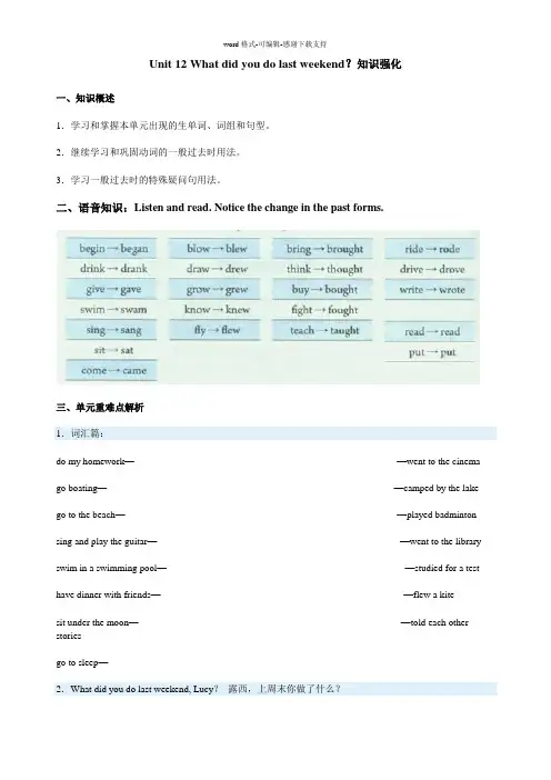 Unit-12-What-did-you-do-last-weekend？知识强化