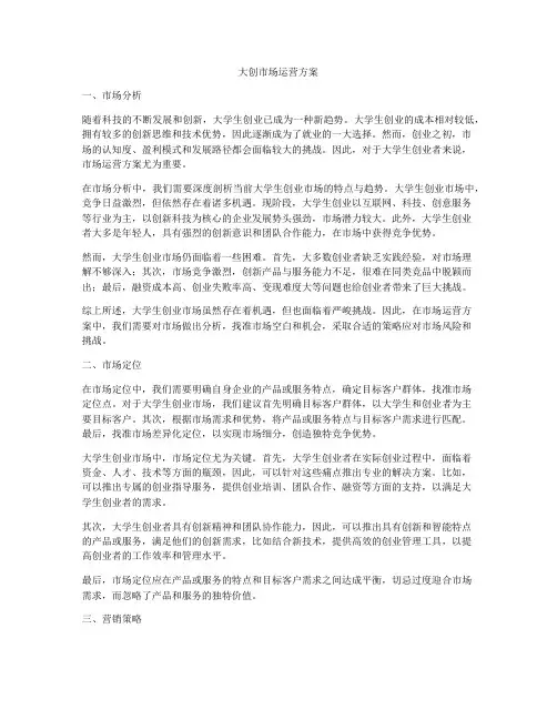 大创市场运营方案