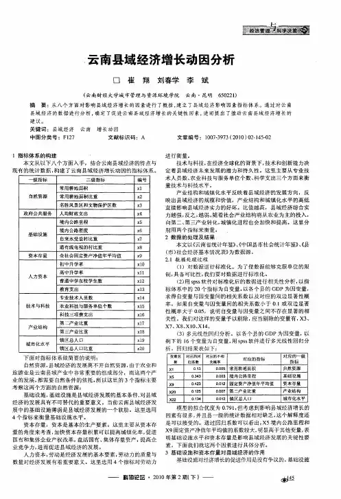 云南县域经济增长动因分析