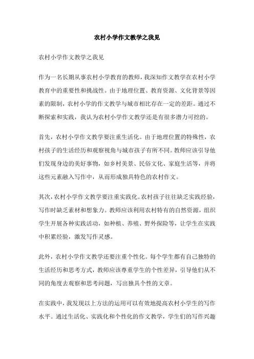 农村小学作文教学之我见