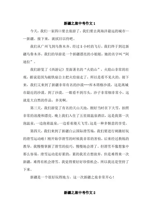 新疆之旅中考作文4篇