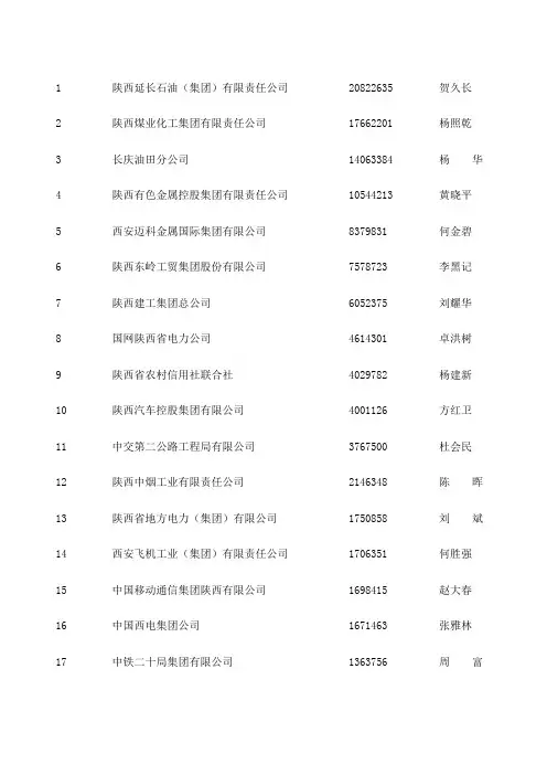 陕西百强企业(DOC)