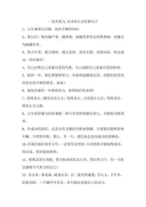 一直在努力,从未停止过经典句子