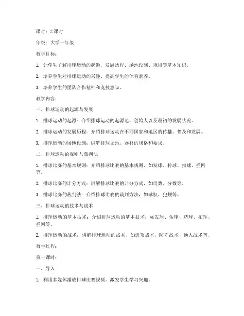 大学排球理论教案