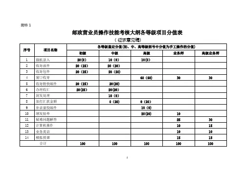 3-03-01-01邮政营业员考核大纲