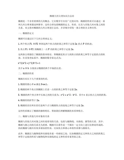 椭圆几何公理知识点总结
