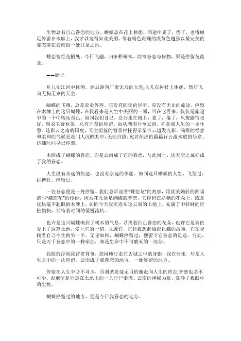 蝶恋_900字