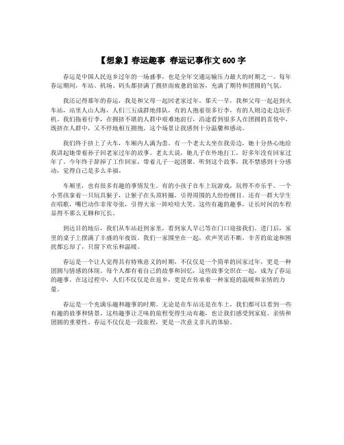 【想象】春运趣事 春运记事作文600字