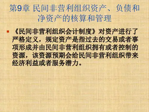 第九章  民间非营利组织资产、负债和净资产的核算和管理  《公共组织财务管理》PPT课件