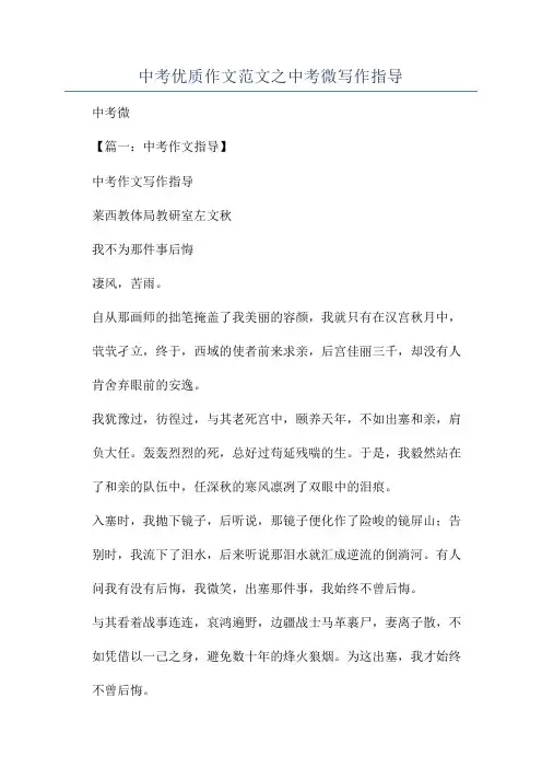 中考优质作文范文之中考微写作指导