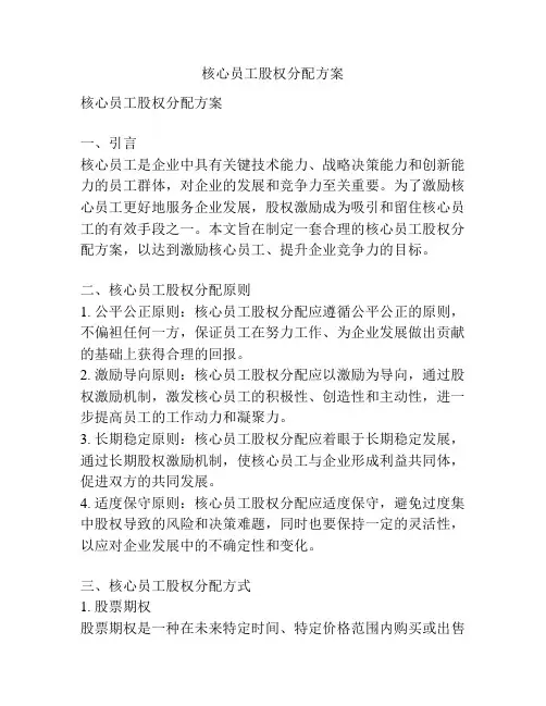 核心员工股权分配方案
