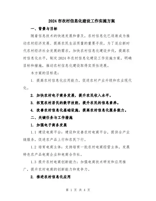 2024市农村信息化建设工作实施方案