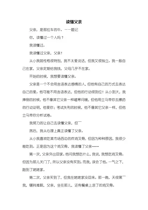 初二作文：读懂父亲作文600字