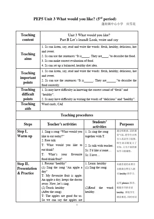PEP5 Unit 3 What would you like
