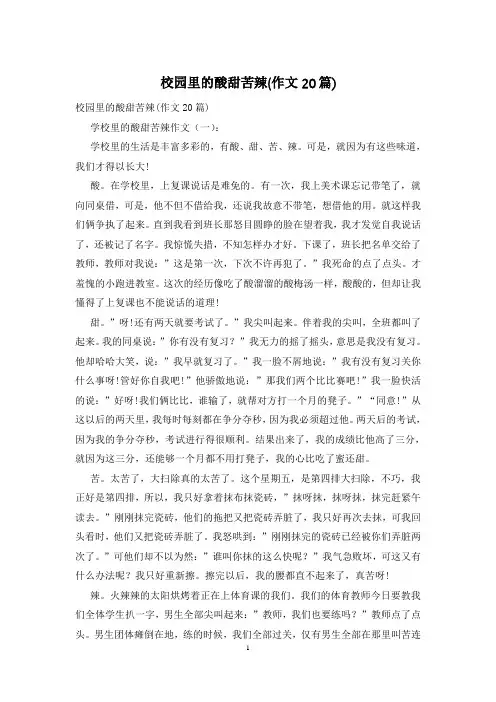 校园里的酸甜苦辣(作文20篇)