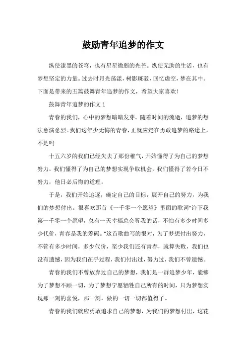 鼓励青年追梦的作文